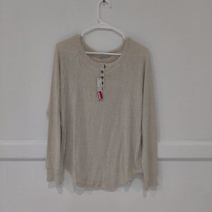 Brand New Warm & Cozy Lifestyle Henley Top Knit Sweater Size L B163
